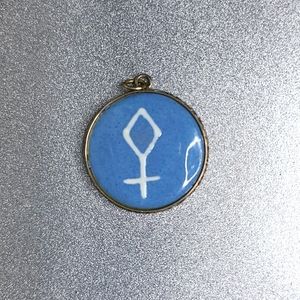 Pendant Charm Sterling Silver Diamond Cross Blue Enamel Handmade Jewelry Unisex
